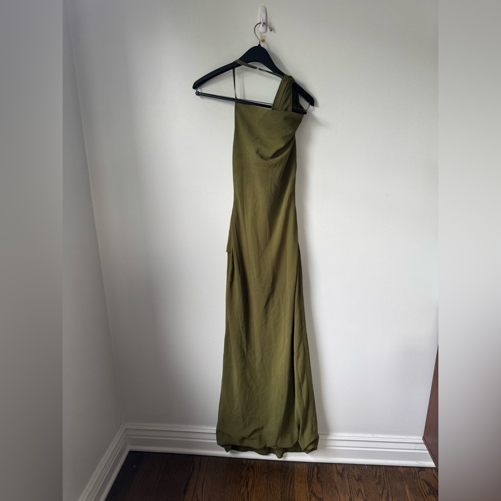 Size 2 Peppermayo One-Shoulder Olive Dress